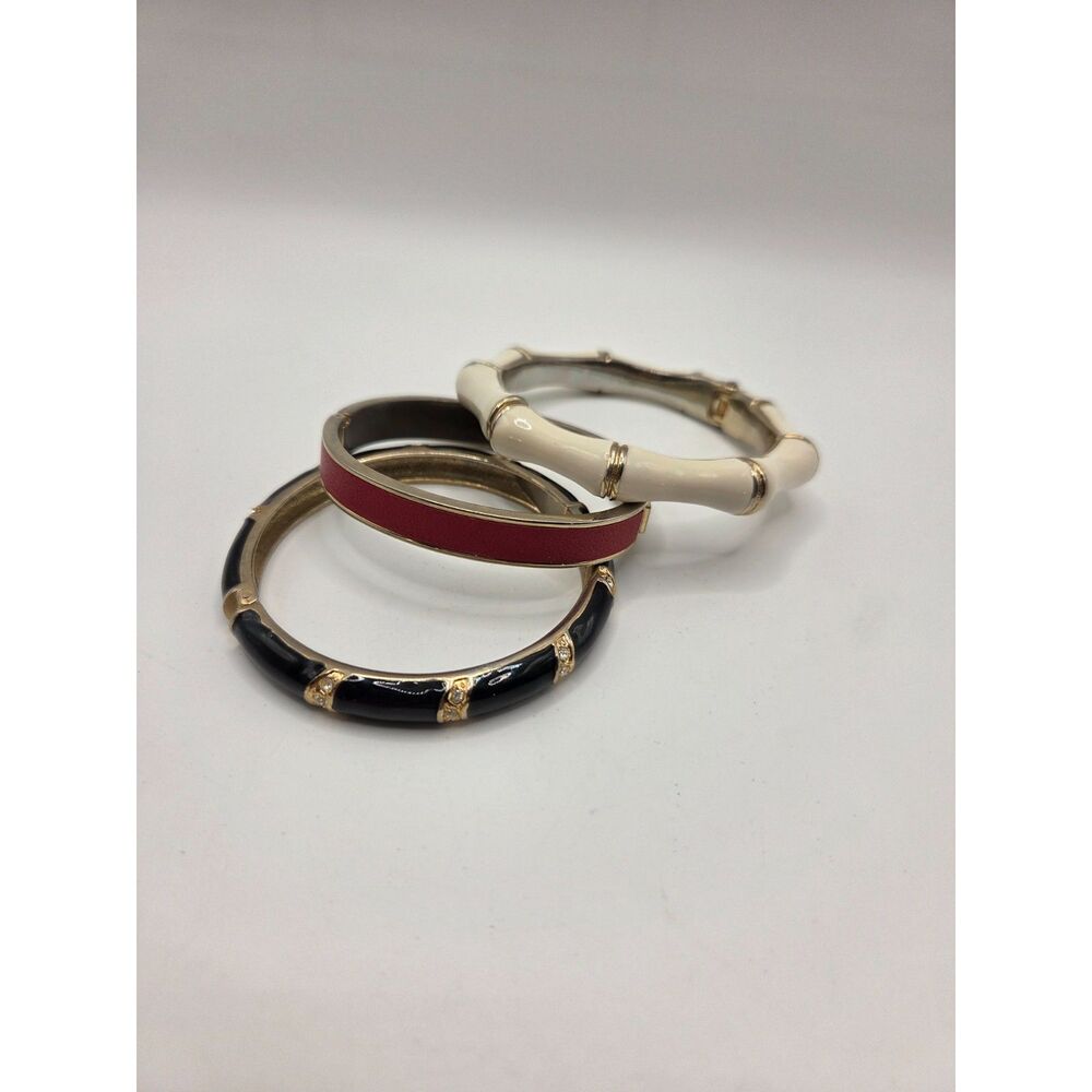 1831.  Lot of 3 Enamel Clamper Bangle Bracelets